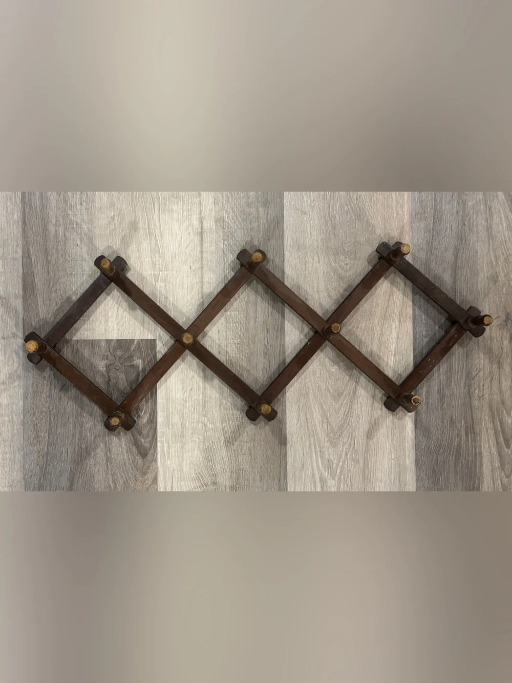 Vintage Rustic Brown Expandable Wood Wall Rack - Home Wall Decor